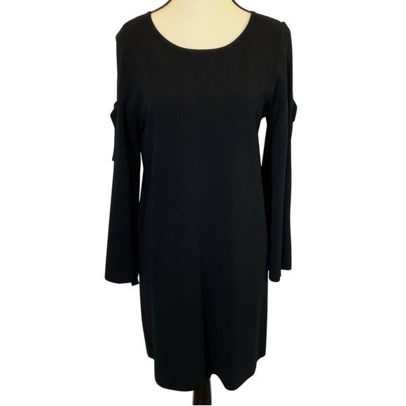 Milly Dresses & Skirts - Milly Women's Black Small Stretch Knit Mini Dress 3-Tie Long Sleeves Evening